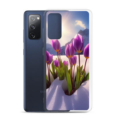 Tulpen im Schnee und in den Bergen - Blumen im Winter - Samsung Schutzhülle (durchsichtig) berge xxx