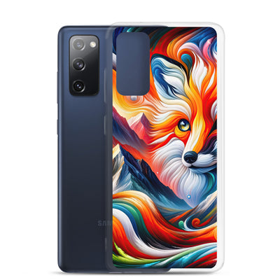 Abstrakte Kunst der Alpen voller lebendiger Farben und dynamischer Bewegung. Es dominiert ein farbiger Fuchs - Samsung Schutzhülle (durchsichtig) camping xxx yyy zzz