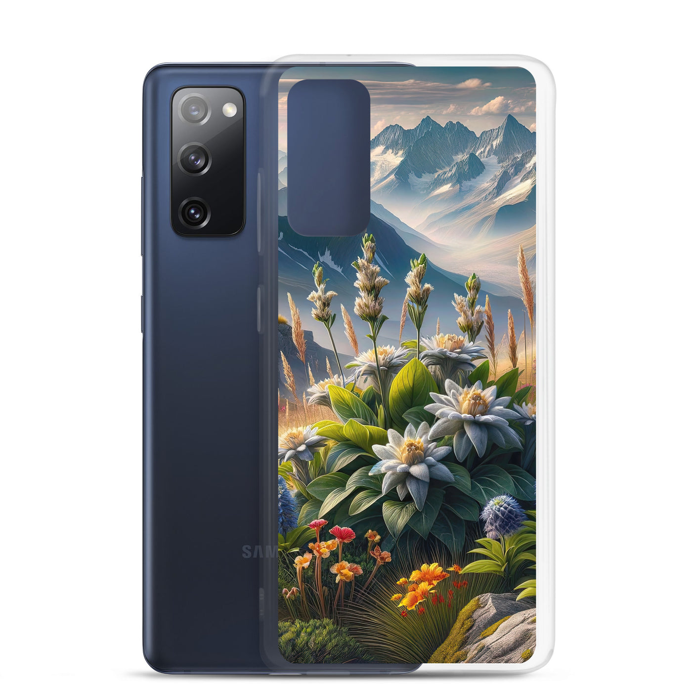 Alpine Flora: Digitales Kunstwerk mit lebendigen Blumen - Samsung Schutzhülle (durchsichtig) berge xxx yyy zzz