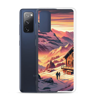 Berghütte im goldenen Sonnenuntergang: Digitale Alpenillustration - Samsung Schutzhülle (durchsichtig) berge xxx yyy zzz