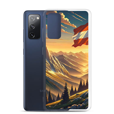 Ruhiger Alpenabend mit österreichischer Flagge und goldenem Sonnenuntergang - Samsung Schutzhülle (durchsichtig) berge xxx yyy zzz