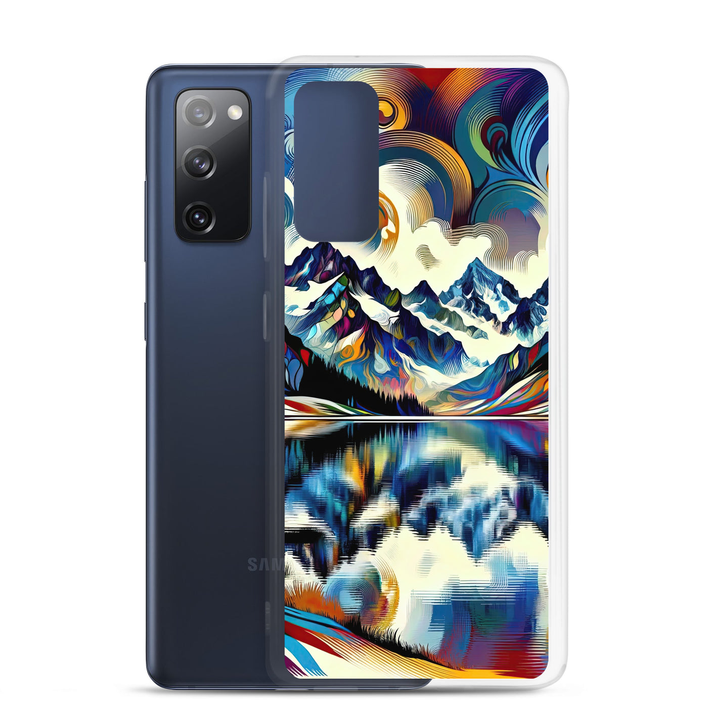 Alpensee im Zentrum eines abstrakt-expressionistischen Alpen-Kunstwerks - Samsung Schutzhülle (durchsichtig) berge xxx yyy zzz