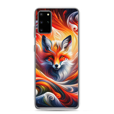 Abstraktes Kunstwerk, das den Geist der Alpen verkörpert. Leuchtender Fuchs in den Farben Orange, Rot, Weiß - Samsung Schutzhülle (durchsichtig) camping xxx yyy zzz Samsung Galaxy S20 Plus