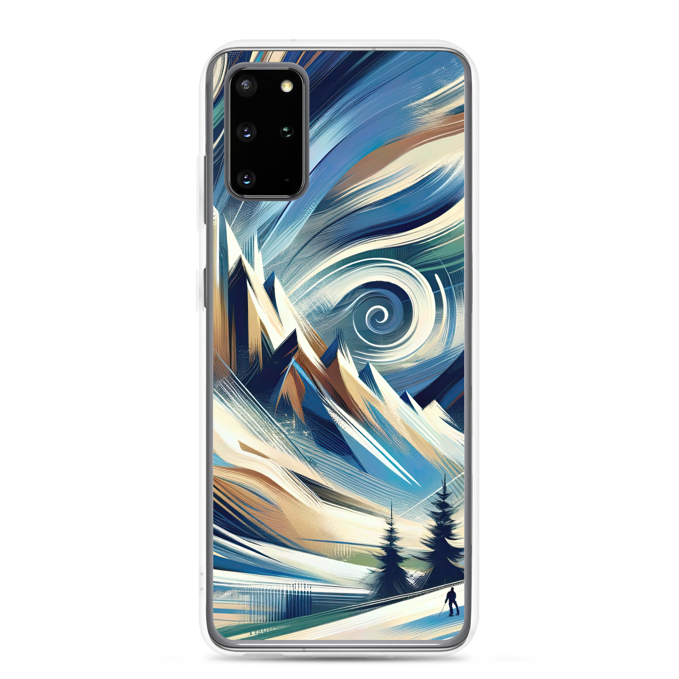 Abstrakte Kunst, die die Essenz der Alpen einfängt. Kräftige Pinselstriche stellen Gipfel und Muster dar - Samsung Schutzhülle (durchsichtig) berge xxx yyy zzz Samsung Galaxy S20 Plus