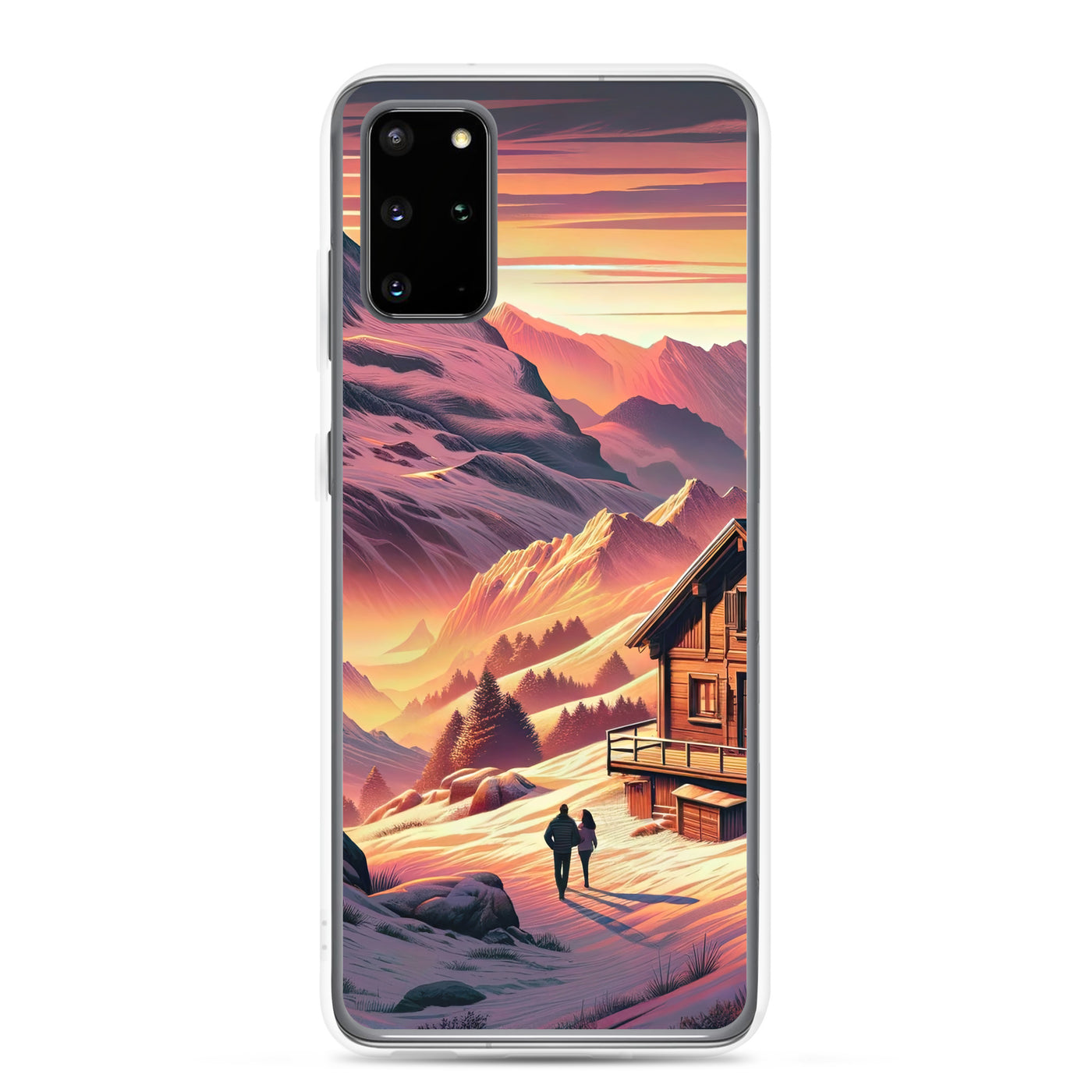 Berghütte im goldenen Sonnenuntergang: Digitale Alpenillustration - Samsung Schutzhülle (durchsichtig) berge xxx yyy zzz Samsung Galaxy S20 Plus