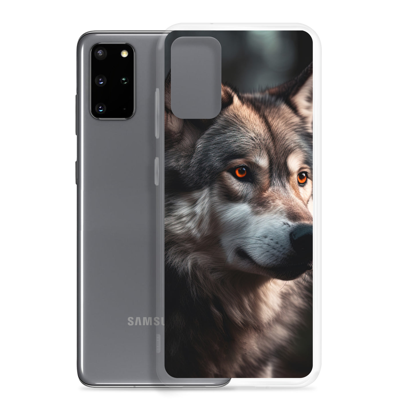 Wolf Porträt - Fotorealistische Malerei - Samsung Schutzhülle (durchsichtig) camping xxx