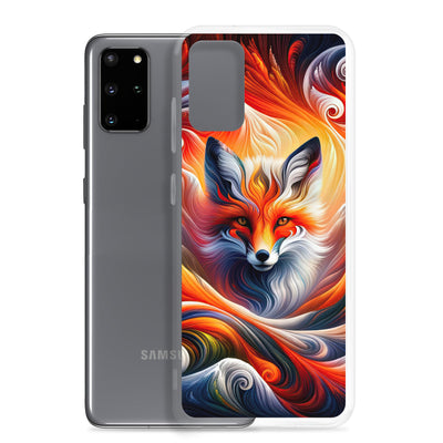 Abstraktes Kunstwerk, das den Geist der Alpen verkörpert. Leuchtender Fuchs in den Farben Orange, Rot, Weiß - Samsung Schutzhülle (durchsichtig) camping xxx yyy zzz