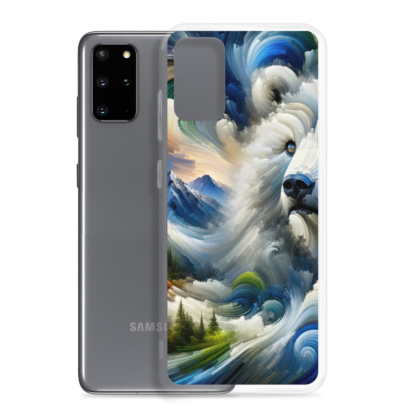 Abstrakte Alpen & Eisbär Kunst in dynamischen Farben - Samsung Schutzhülle (durchsichtig) camping xxx yyy zzz