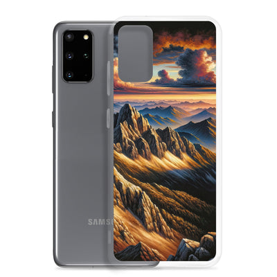 Alpen in Abenddämmerung: Acrylgemälde mit beleuchteten Berggipfeln - Samsung Schutzhülle (durchsichtig) berge xxx yyy zzz