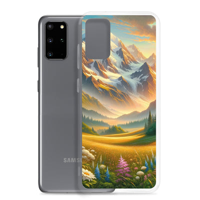 Heitere Alpenschönheit: Schneeberge und Wildblumenwiesen - Samsung Schutzhülle (durchsichtig) berge xxx yyy zzz