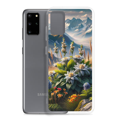 Alpine Flora: Digitales Kunstwerk mit lebendigen Blumen - Samsung Schutzhülle (durchsichtig) berge xxx yyy zzz