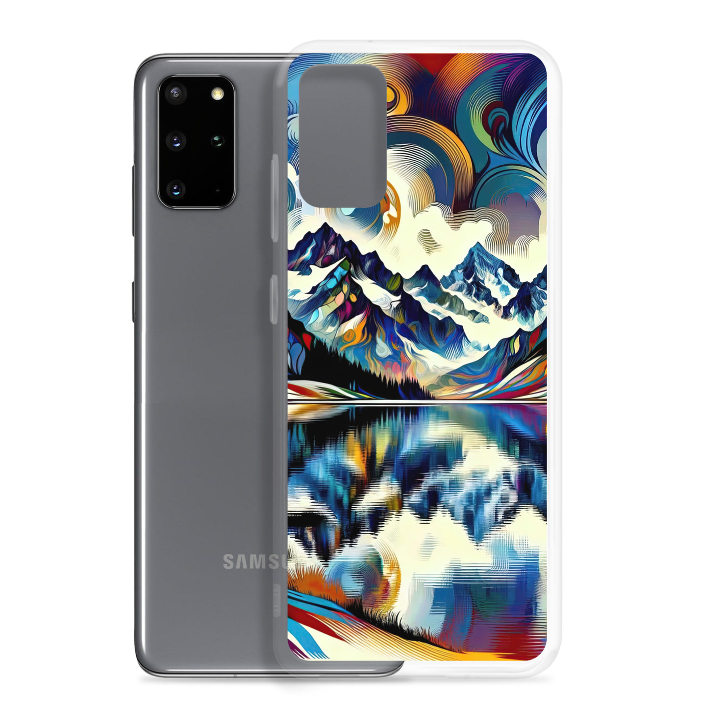 Alpensee im Zentrum eines abstrakt-expressionistischen Alpen-Kunstwerks - Samsung Schutzhülle (durchsichtig) berge xxx yyy zzz