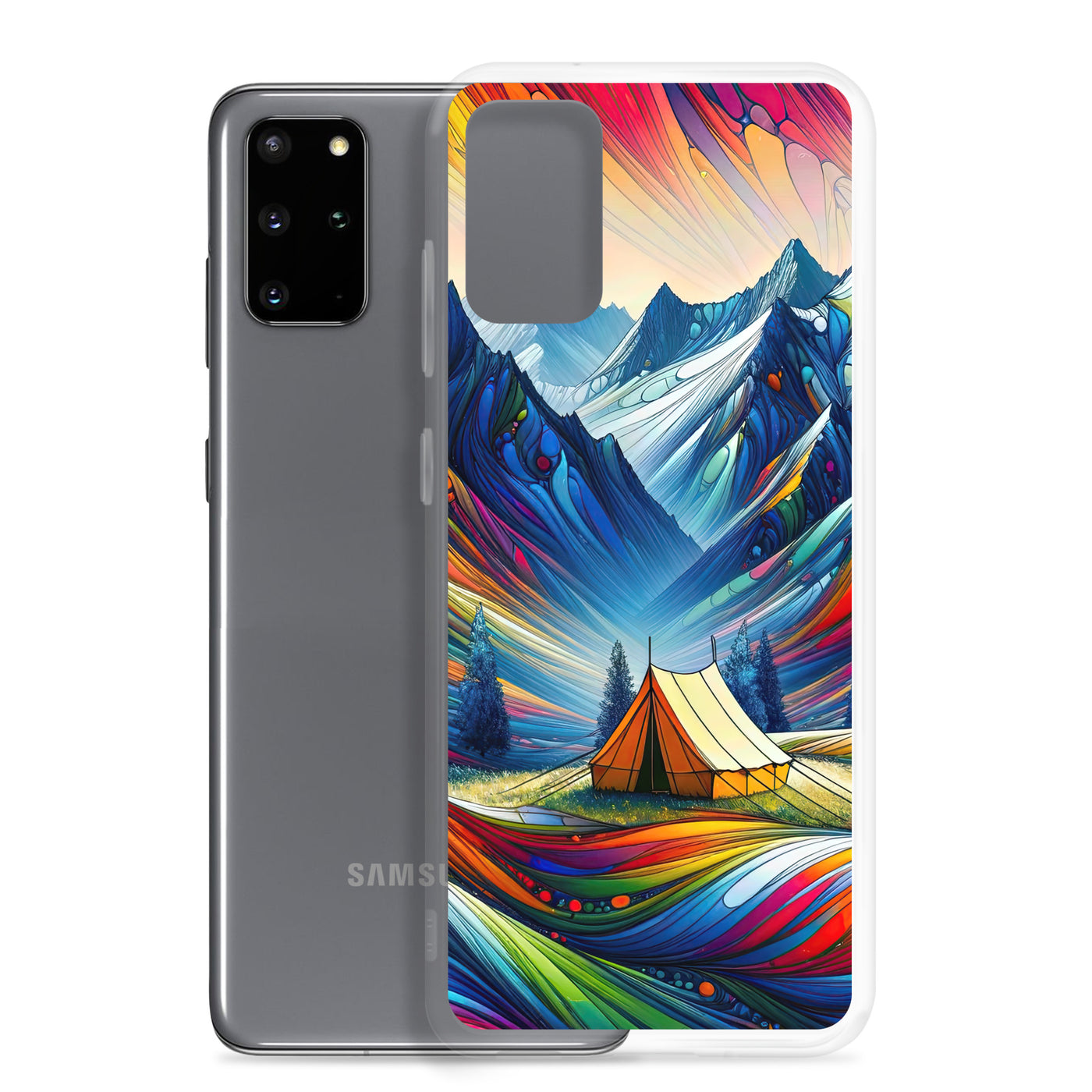 Surreale Alpen in abstrakten Farben, dynamische Formen der Landschaft - Samsung Schutzhülle (durchsichtig) camping xxx yyy zzz