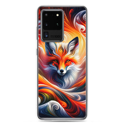 Abstraktes Kunstwerk, das den Geist der Alpen verkörpert. Leuchtender Fuchs in den Farben Orange, Rot, Weiß - Samsung Schutzhülle (durchsichtig) camping xxx yyy zzz Samsung Galaxy S20 Ultra