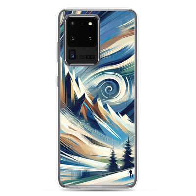 Abstrakte Kunst, die die Essenz der Alpen einfängt. Kräftige Pinselstriche stellen Gipfel und Muster dar - Samsung Schutzhülle (durchsichtig) berge xxx yyy zzz Samsung Galaxy S20 Ultra