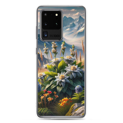 Alpine Flora: Digitales Kunstwerk mit lebendigen Blumen - Samsung Schutzhülle (durchsichtig) berge xxx yyy zzz Samsung Galaxy S20 Ultra