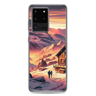 Berghütte im goldenen Sonnenuntergang: Digitale Alpenillustration - Samsung Schutzhülle (durchsichtig) berge xxx yyy zzz Samsung Galaxy S20 Ultra