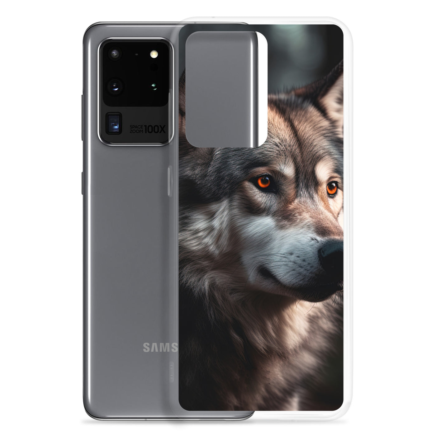 Wolf Porträt - Fotorealistische Malerei - Samsung Schutzhülle (durchsichtig) camping xxx