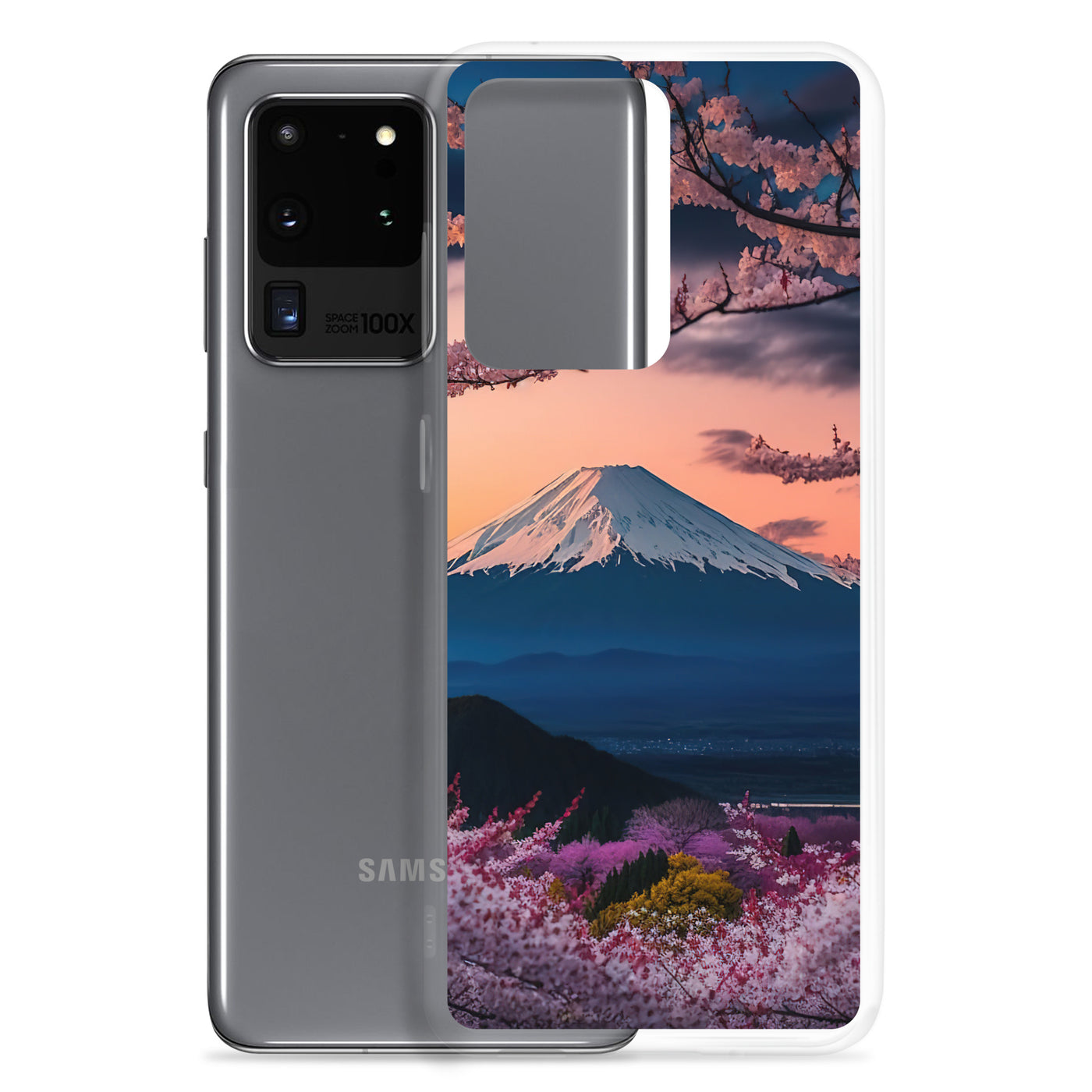 Berg - Pinke Bäume und Blumen - Samsung Schutzhülle (durchsichtig) berge xxx