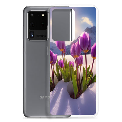 Tulpen im Schnee und in den Bergen - Blumen im Winter - Samsung Schutzhülle (durchsichtig) berge xxx