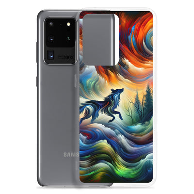 Alpen Abstraktgemälde mit Wolf Silhouette in lebhaften Farben (AN) - Samsung Schutzhülle (durchsichtig) xxx yyy zzz