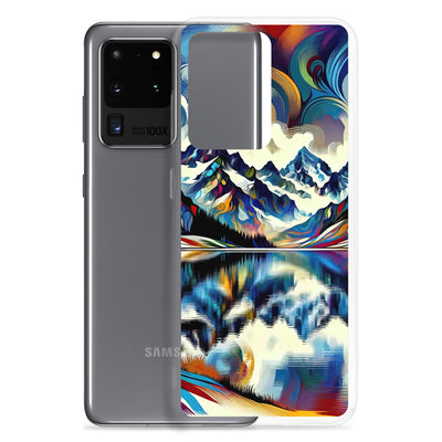 Alpensee im Zentrum eines abstrakt-expressionistischen Alpen-Kunstwerks - Samsung Schutzhülle (durchsichtig) berge xxx yyy zzz