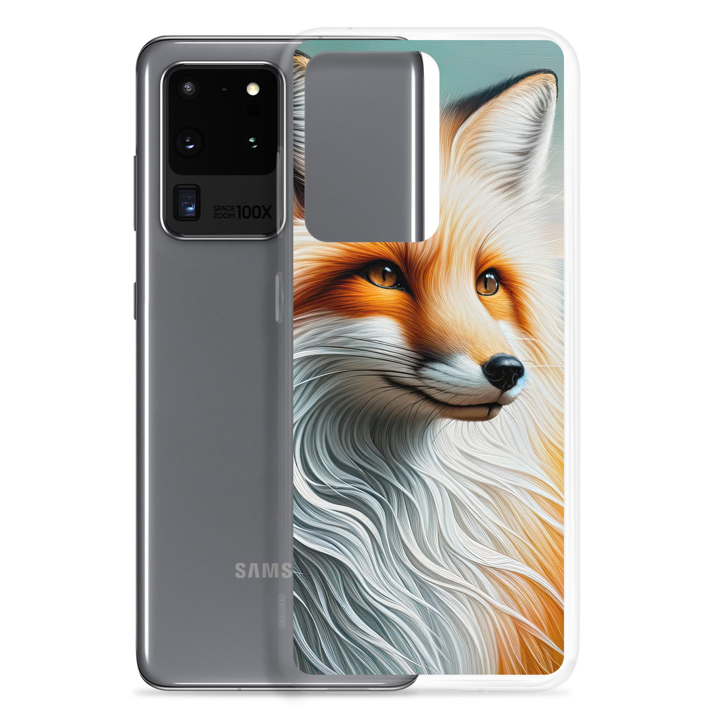 Ölgemälde eines anmutigen, intelligent blickenden Fuchses in Orange-Weiß - Samsung Schutzhülle (durchsichtig) camping xxx yyy zzz