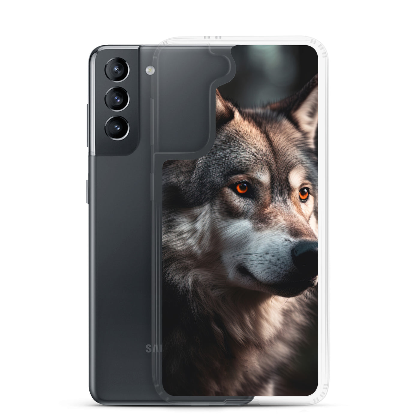 Wolf Porträt - Fotorealistische Malerei - Samsung Schutzhülle (durchsichtig) camping xxx