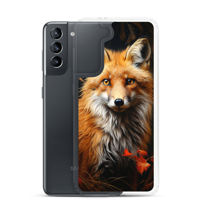 Fuchs Porträt und Herbstblätter - Malerei - Samsung Schutzhülle (durchsichtig) camping xxx