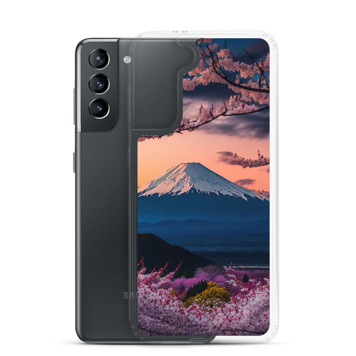 Berg - Pinke Bäume und Blumen - Samsung Schutzhülle (durchsichtig) berge xxx