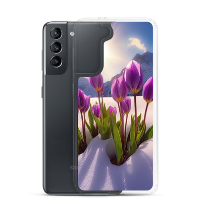 Tulpen im Schnee und in den Bergen - Blumen im Winter - Samsung Schutzhülle (durchsichtig) berge xxx