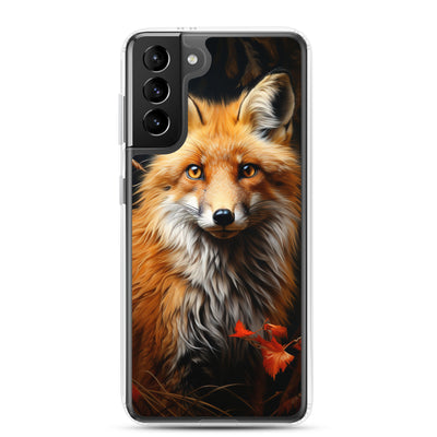 Fuchs Porträt und Herbstblätter - Malerei - Samsung Schutzhülle (durchsichtig) camping xxx Samsung Galaxy S21 Plus