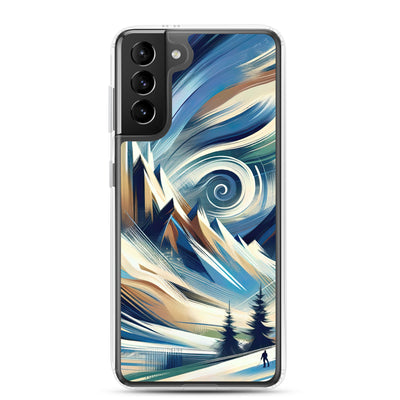 Abstrakte Kunst, die die Essenz der Alpen einfängt. Kräftige Pinselstriche stellen Gipfel und Muster dar - Samsung Schutzhülle (durchsichtig) berge xxx yyy zzz Samsung Galaxy S21 Plus