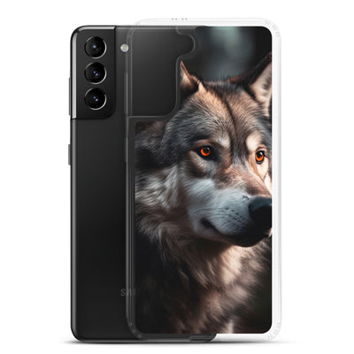 Wolf Porträt - Fotorealistische Malerei - Samsung Schutzhülle (durchsichtig) camping xxx