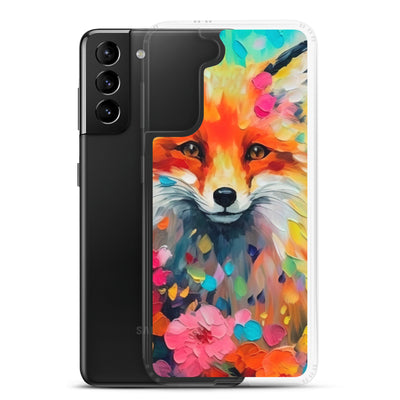 Schöner Fuchs im Blumenfeld - Farbige Malerei - Samsung Schutzhülle (durchsichtig) camping xxx