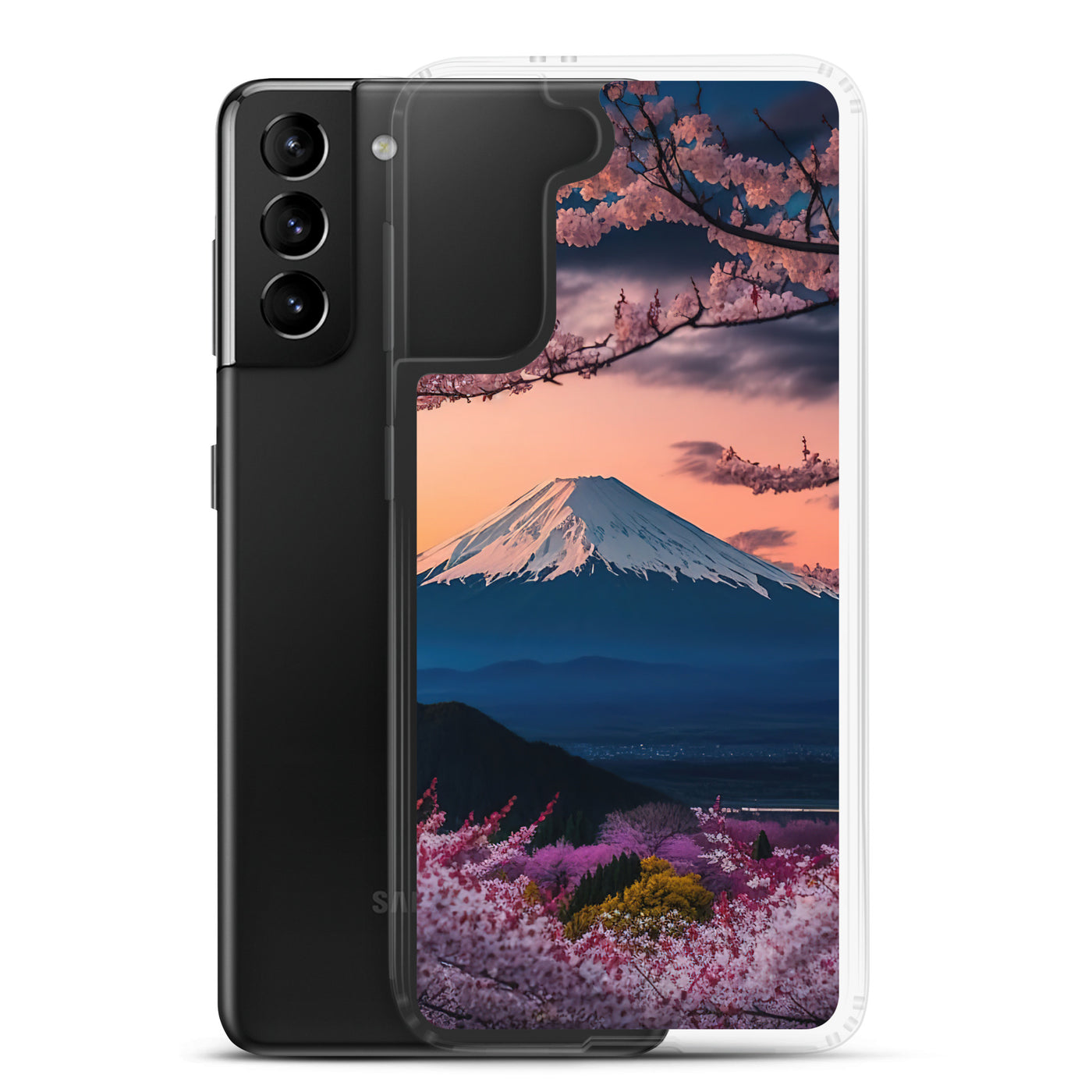 Berg - Pinke Bäume und Blumen - Samsung Schutzhülle (durchsichtig) berge xxx