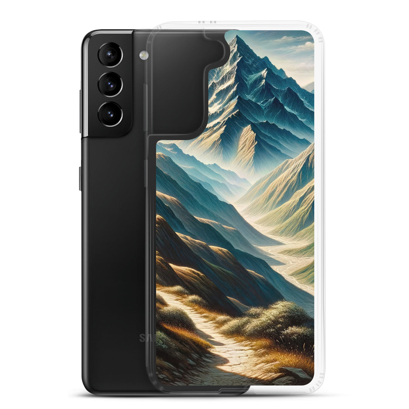 Berglandschaft: Acrylgemälde mit hervorgehobenem Pfad - Samsung Schutzhülle (durchsichtig) berge xxx yyy zzz