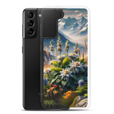 Alpine Flora: Digitales Kunstwerk mit lebendigen Blumen - Samsung Schutzhülle (durchsichtig) berge xxx yyy zzz