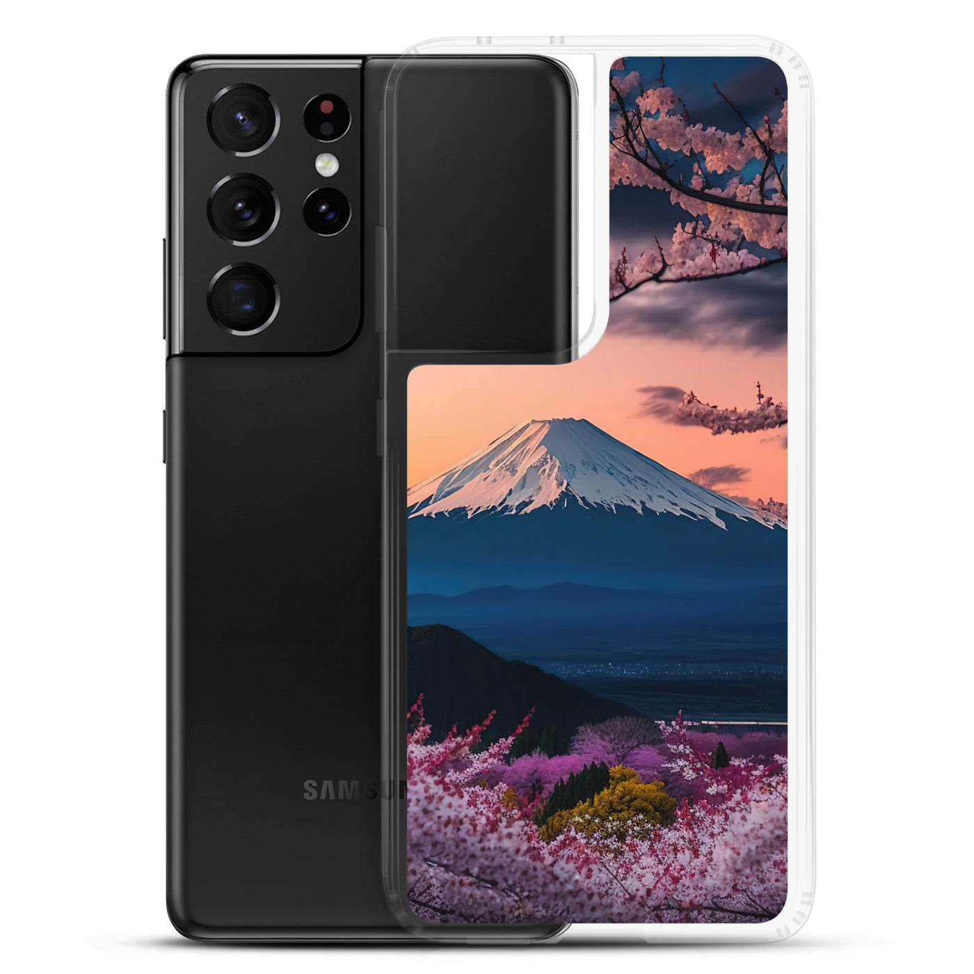 Berg - Pinke Bäume und Blumen - Samsung Schutzhülle (durchsichtig) berge xxx