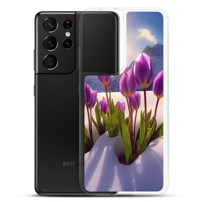 Tulpen im Schnee und in den Bergen - Blumen im Winter - Samsung Schutzhülle (durchsichtig) berge xxx