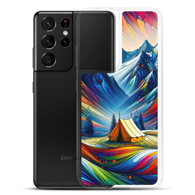 Surreale Alpen in abstrakten Farben, dynamische Formen der Landschaft - Samsung Schutzhülle (durchsichtig) camping xxx yyy zzz