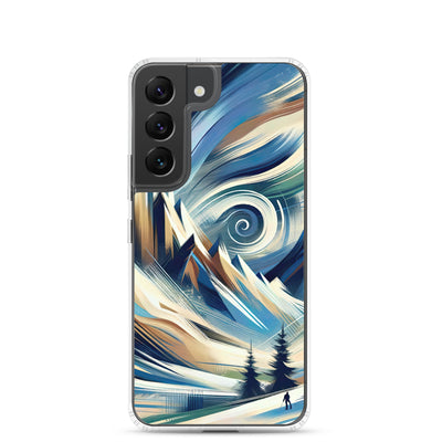 Abstrakte Kunst, die die Essenz der Alpen einfängt. Kräftige Pinselstriche stellen Gipfel und Muster dar - Samsung Schutzhülle (durchsichtig) berge xxx yyy zzz Samsung Galaxy S22