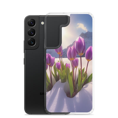 Tulpen im Schnee und in den Bergen - Blumen im Winter - Samsung Schutzhülle (durchsichtig) berge xxx