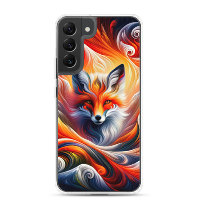 Abstraktes Kunstwerk, das den Geist der Alpen verkörpert. Leuchtender Fuchs in den Farben Orange, Rot, Weiß - Samsung Schutzhülle (durchsichtig) camping xxx yyy zzz Samsung Galaxy S22 Plus