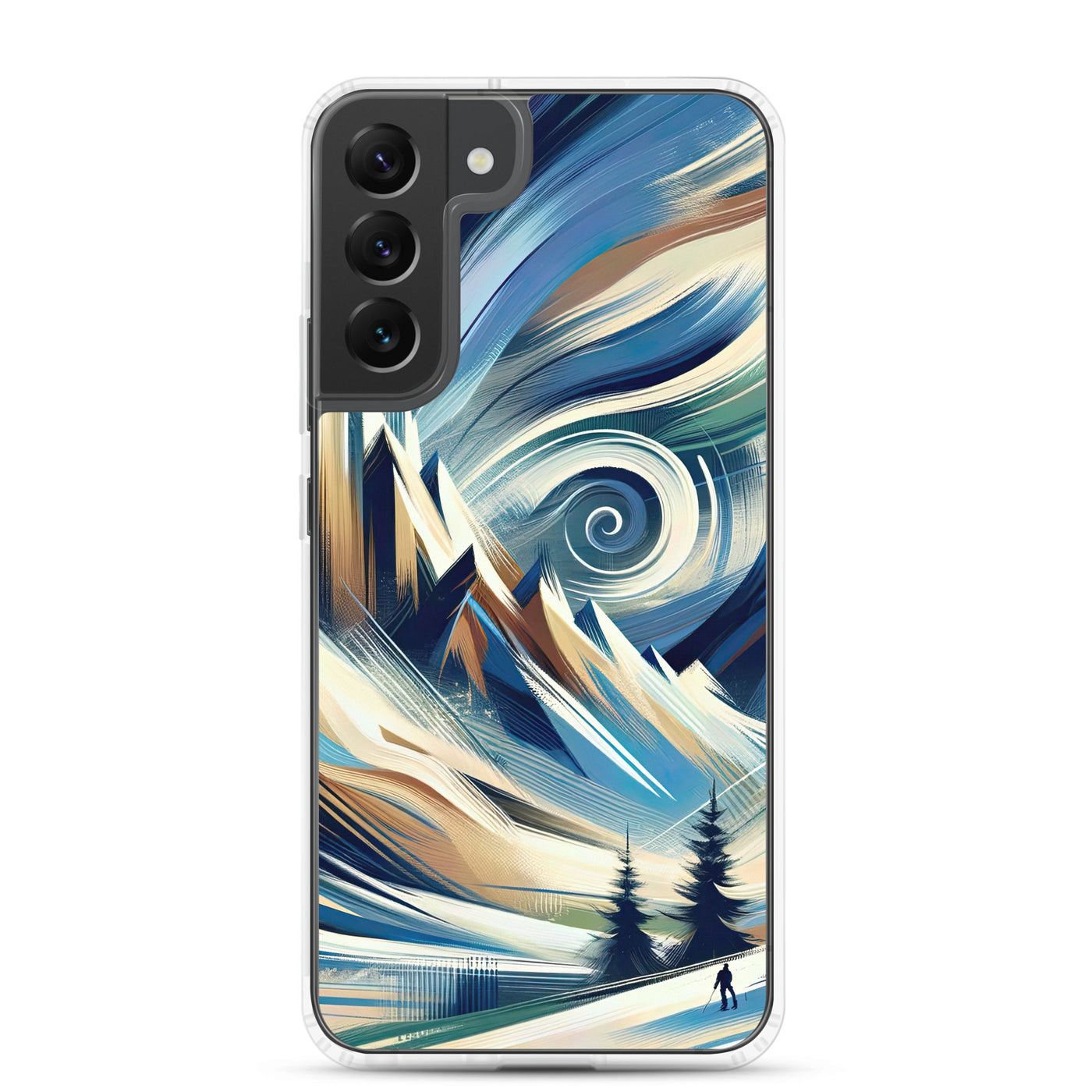 Abstrakte Kunst, die die Essenz der Alpen einfängt. Kräftige Pinselstriche stellen Gipfel und Muster dar - Samsung Schutzhülle (durchsichtig) berge xxx yyy zzz Samsung Galaxy S22 Plus