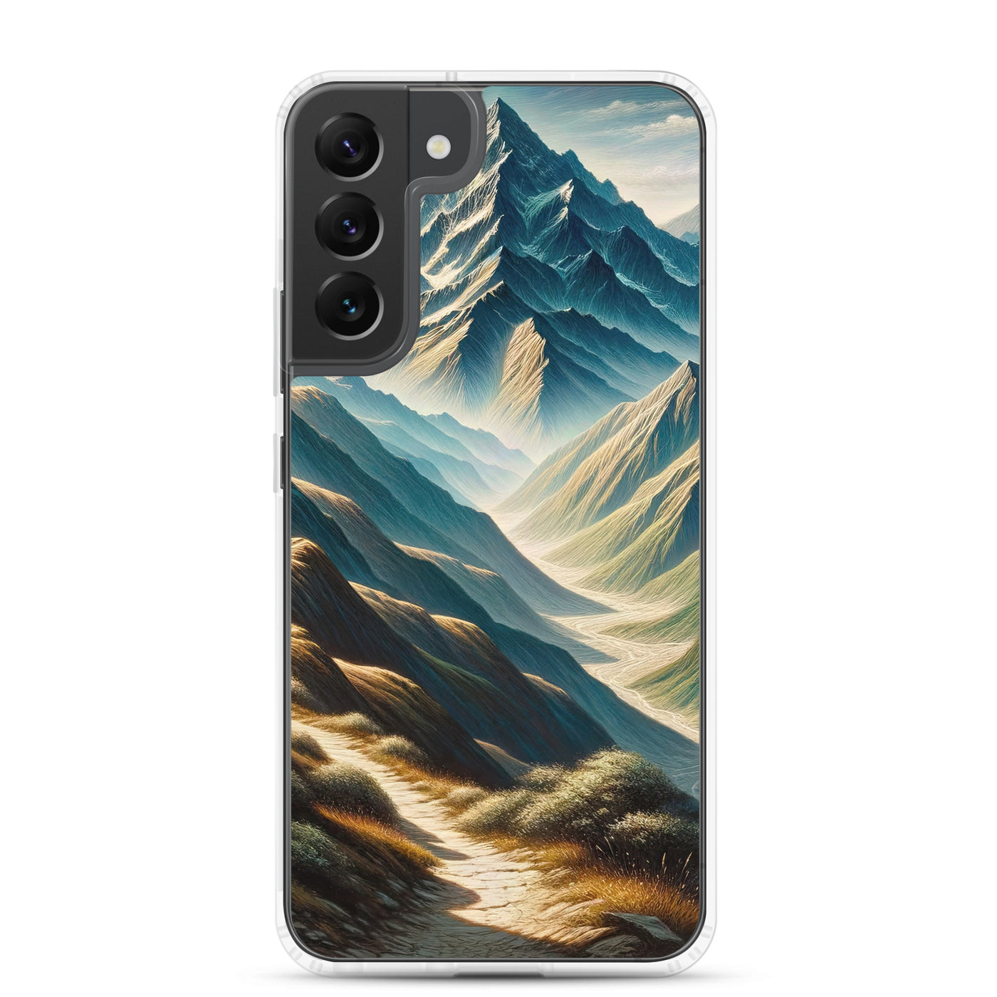 Berglandschaft: Acrylgemälde mit hervorgehobenem Pfad - Samsung Schutzhülle (durchsichtig) berge xxx yyy zzz Samsung Galaxy S22 Plus