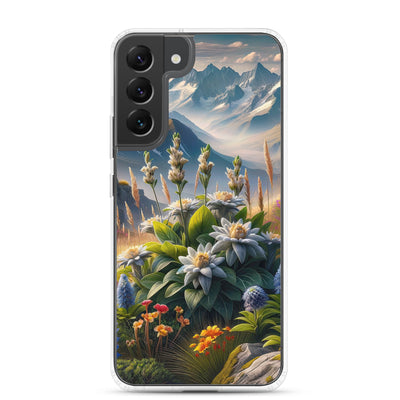 Alpine Flora: Digitales Kunstwerk mit lebendigen Blumen - Samsung Schutzhülle (durchsichtig) berge xxx yyy zzz Samsung Galaxy S22 Plus