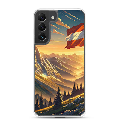 Ruhiger Alpenabend mit österreichischer Flagge und goldenem Sonnenuntergang - Samsung Schutzhülle (durchsichtig) berge xxx yyy zzz Samsung Galaxy S22 Plus