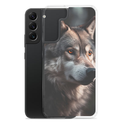 Wolf Porträt - Fotorealistische Malerei - Samsung Schutzhülle (durchsichtig) camping xxx