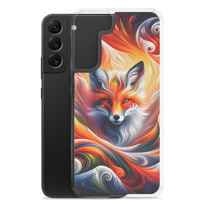 Abstraktes Kunstwerk, das den Geist der Alpen verkörpert. Leuchtender Fuchs in den Farben Orange, Rot, Weiß - Samsung Schutzhülle (durchsichtig) camping xxx yyy zzz